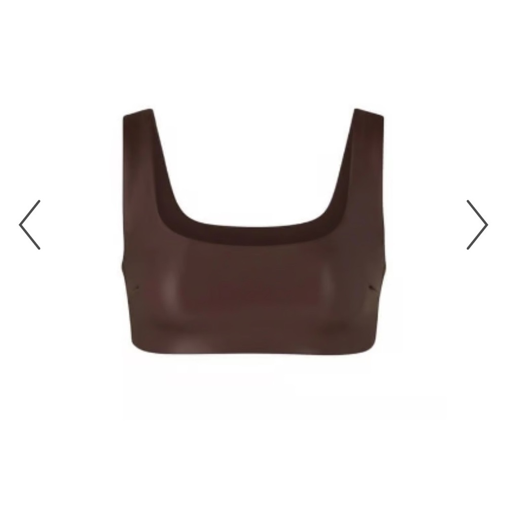 SKIMS Brown Faux Leather Bra Sz L - Picture 1 of 8